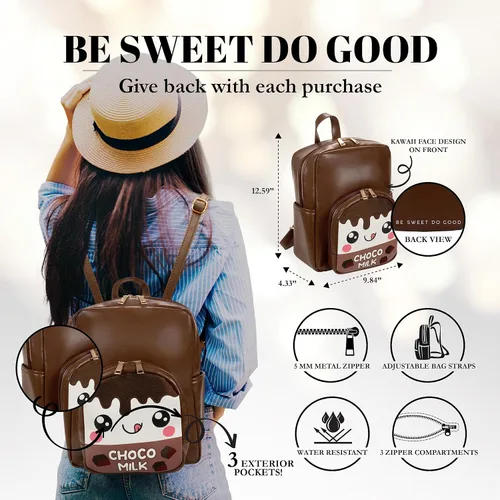 Miniatura 16 de Bolso tipo mochila Kawaii Burger Bolso mochila de moda para mujeres y niños Piel sintética