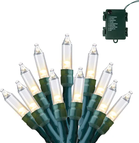Miniatura 11 de Joiedomi Guirnalda de luces LED de Navidad, 2 x 50 unidades, 31.4 pies, funciona con pilas, con 8 modos, cable verde multifunción para decoración