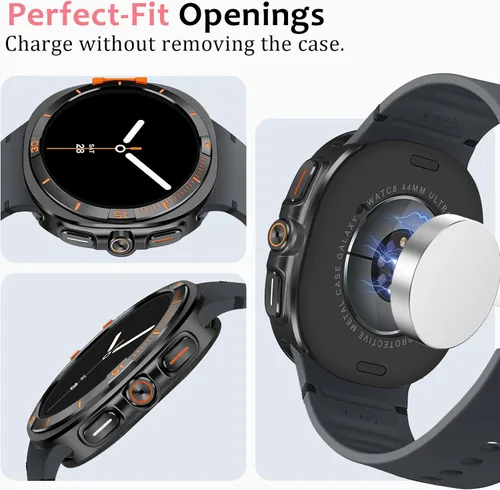Miniatura 5 de Amizee Funda de metal compatible con Samsung Galaxy Watch 8 de 1.732 pulgadas con cubierta trasera, funda protectora resistente para Galaxy Watch 8