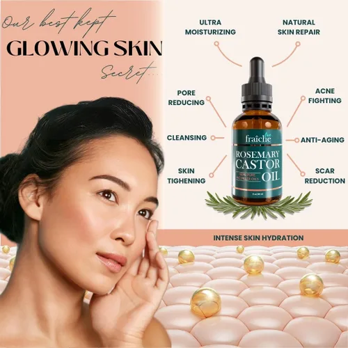 Miniatura 6 de Aceite de ricino de romero de 2 onzas + gel de peeling facial iluminador de oro de 24 quilates, cáscara de té verde, 4.23 onzas para eliminar