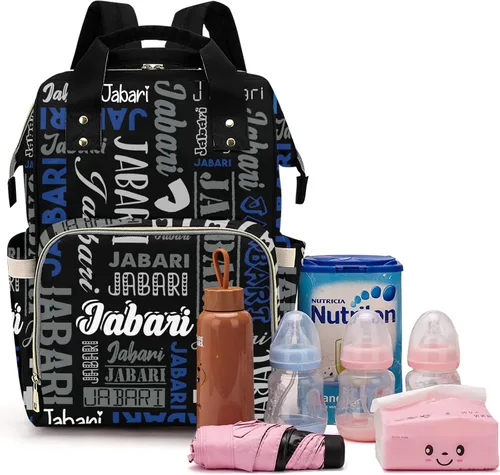 Miniatura 9 de Bolsas de bebé con nombre personalizado, mochila de nylon personalizada para bebé niño mamá, gran capacidad, impermeable, multifuncional, correas
