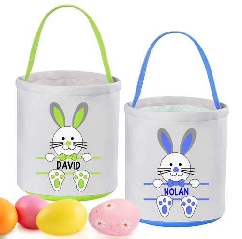 Miniatura 10 de Cestas de Pascua personalizadas para niños y niñas, paquete de 2, cesta de conejo de Pascua Touber para regalos, cesta de Pascua personalizada con 2