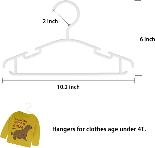 Miniatura 2 de GoodtoU 80 perchas blancas para ropa de bebé para armario, 10.24 pulgadas, perchas de plástico para niños pequeños para mamá, bebé, niños