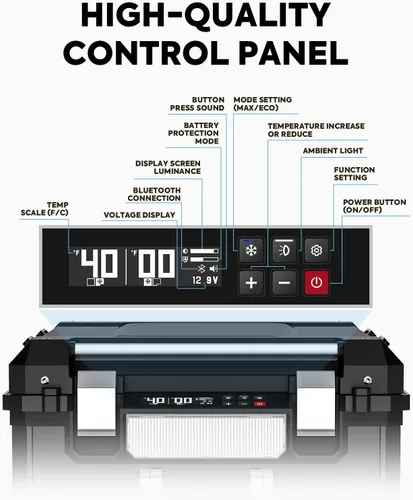 Miniatura 6 de ICECO APL55 Refrigerador portátil de dos zonas con control Bluetooth, refrigerador de 55 litros de 12v con compresor SECOP, DC 12/24V, CA 110-240V