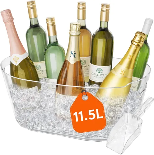 Miniatura 13 de Lifewit Cubo de Hielo de 6.5L para Fiestas 2 Piezas (en 1 Paquete), Cubo Portátil para Bebidas para Bar de Cócteles, Enfriador de Champán