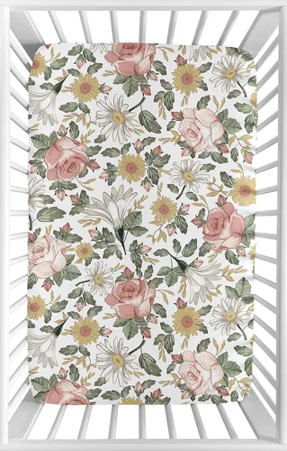 Miniatura 15 de Sweet Jojo Designs Sábanas bajeras para cuna (floral vintage de margaritas) para niñas, guardería infantil, habitación de niños pequeños