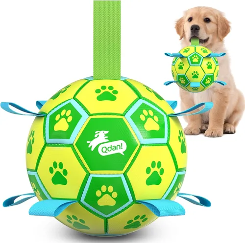 Miniatura 18 de QDAN Juguetes para perros, pelota de fútbol extragrande con correas, juguete de remolcador, juguete de agua, bolas duraderas para perros