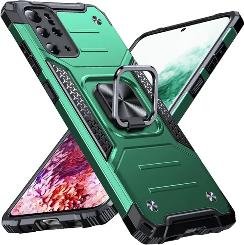 Miniatura 57 de Anqrp Funda para Galaxy S22 Ultra, Funda Protectora de Teléfono de Grado Militar con Soporte Plegable de Anillo de Metal Giratorio