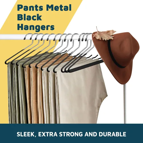 Miniatura 7 de Lifemaster Juego de perchas de metal para pantalones - 50 piezas Elegante juego de perchas para guardarropa con ahorro de espacio y antideslizantes