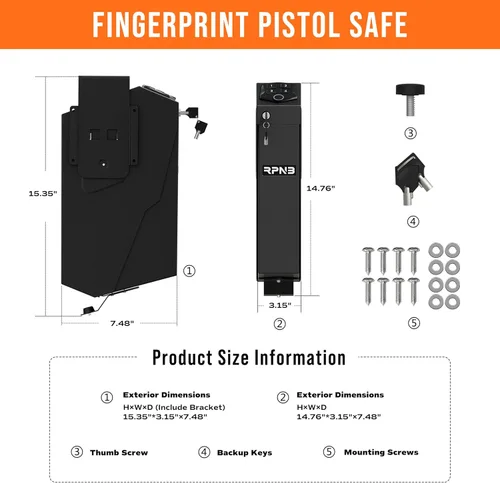 Miniatura 6 de RPNB - Caja fuerte montada para armas, con certificación California DOJ, tapa de apertura automática, caja fuerte inteligente para pistola