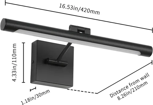 Miniatura 5 de Joosenhouse Luz para cuadros de cableado directo, luces LED regulables para cuadros y pinturas de 16.53 pulgadas, iluminación de retrato de diana
