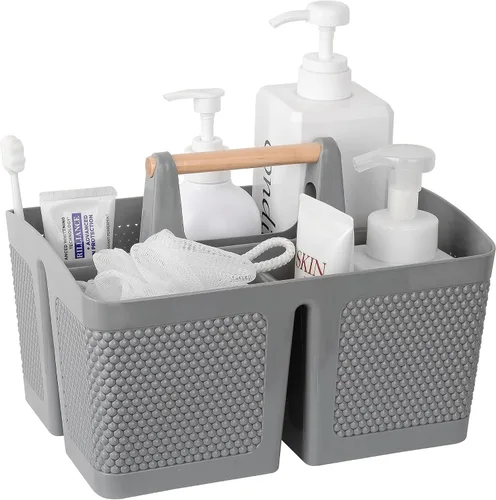 Miniatura 9 de rejomiik - Cesta portátil para ducha de plástico, organizador de limpieza con asa, organizador de almacenamiento portátil con asa para baño, Negro