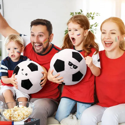 Miniatura 4 de Achwishap Soccer Ball Plush, Cute Sports Ball Stuffed Toy with 3 Facial Expressions, Soft Throw Plushies Pillow for Room Decor, for Boys Girls