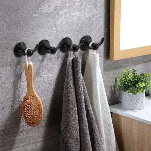 Miniatura 5 de Asidrama Ganchos para toallas de baño, ganchos de bronce aceitado para cocina, ducha, puerta de pared, exquisitos ganchos para bata y toallas, Oil