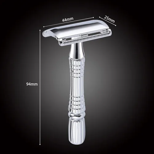 Miniatura 4 de BAILI Afeitado húmedo clásico de 3 piezas de doble filo para hombres y mujeres con hoja de platino y estuche de viaje con espejo BD176