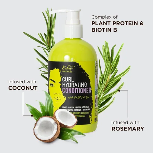 Miniatura 5 de Esha Girl Natural - Acondicionador hidratante para rizos, hidrata rizos 3C y 4C con aceites de coco y romero, biotina, aroma a frutas tropicales