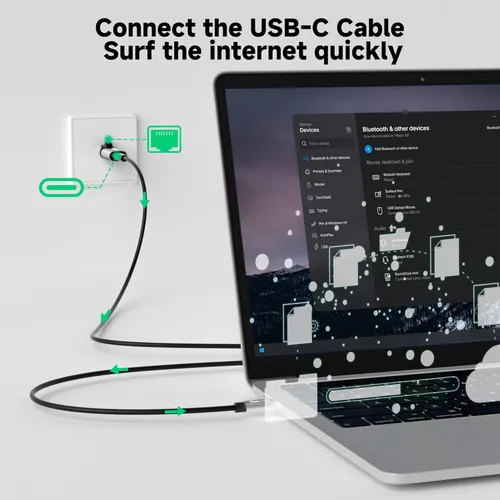 Miniatura 2 de USB C to Ethernet Adapter, Ethernet Male to USB-C Female Adapter, Type C to RJ45 Network Internet LAN Adapter, Directly Connected, Essential for