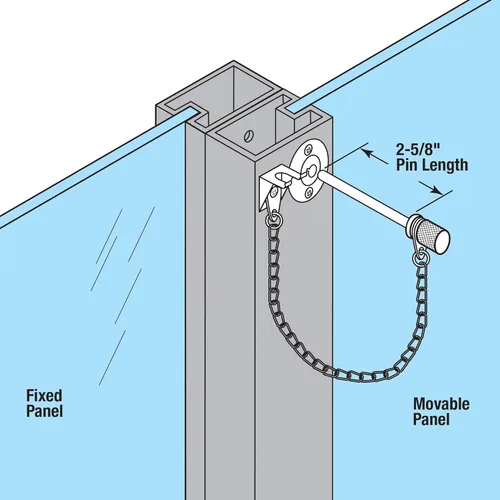 Miniatura 6 de Prime-Line U 9858 - Pasador de puerta corrediza de patio, 3/16 pulgadas x 2-5/8 pulgadas, pasador de acero y anillo de retención, acabado cromado