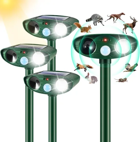 Repelente solar ultrasónico de animales 2025, dispositivos repelentes de ciervos para exteriores, disuasorio de gatos con sensor de movimiento y luz