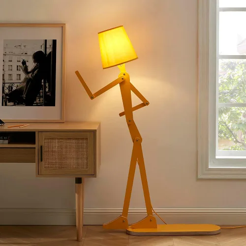 Lámpara de pie mini de madera genial para sala de estar, dormitorio, mesita de noche - Luz decorativa de esquina para oficina, lámpara de lectura