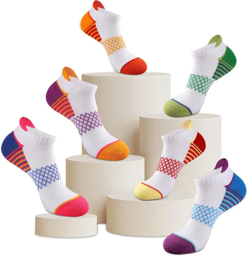 Miniatura 6 de eallco Calcetines de tobillo para mujer, calcetines deportivos acolchados con lengüeta, 6 pares