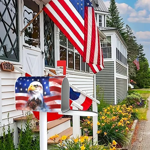 Miniatura 7 de Cubierta magnética para buzón con diseño de águila patriótica de la bandera americana del 4 de julio, día de la independencia, envolturas magnéticas