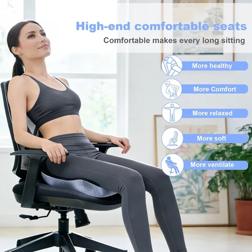 Miniatura 4 de Cojín de asiento de espuma viscoelástica para sentarse durante mucho tiempo, almohadillas para silla, diseño ergonómico en forma de L para sillas