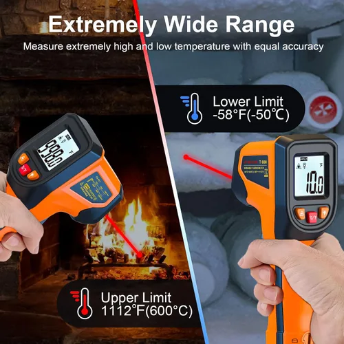 Miniatura 2 de Actualización 2023 Termómetro Infrarrojo Láser, Pistola de Temperatura Digital sin Contacto, -58℉～1112℉ (-50℃～600℃) Termómetro IR para Industrial