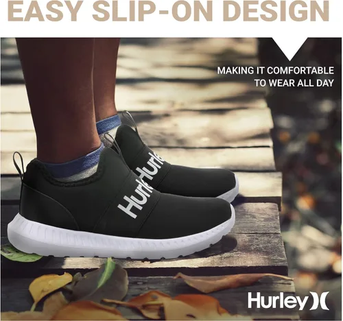 Miniatura 4 de Hurley Camby Kids - Tenis de lona sin cordones para niños, zapatos de skate de corte bajo para niños, correr, caminar, zapatos deportivos