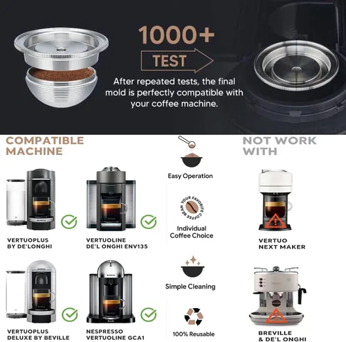 Miniatura 3 de Cápsula de café, cápsulas de café (2.7 fl oz) compatible con Vertuoplus plus, para vertuoline GCA1, para Delonghi ENV 135 máquina de café Cápsulas