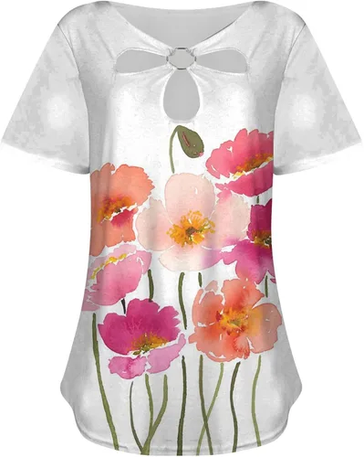 Miniatura 4 de Shirts for Women Dressy Casual 2023 Vintage Tees Holiday 70s Tshirts Tops Short Sleeve T-Shirts Casual Spring