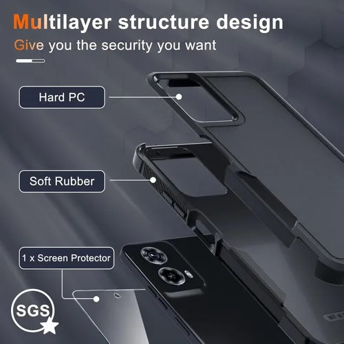 Miniatura 2 de Funda compatible con Moto G 5G 2024, cuerpo completo, resistente, resistente, a prueba de golpes, con correa de cordón, protector de pantalla