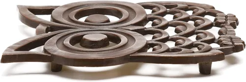 Miniatura 3 de BRASSTAR Latón búho olla salvamanteles 4 esquina olla Mat Retro Country diseño adecuado para platos calientes cocina mesa de comedor, se puede