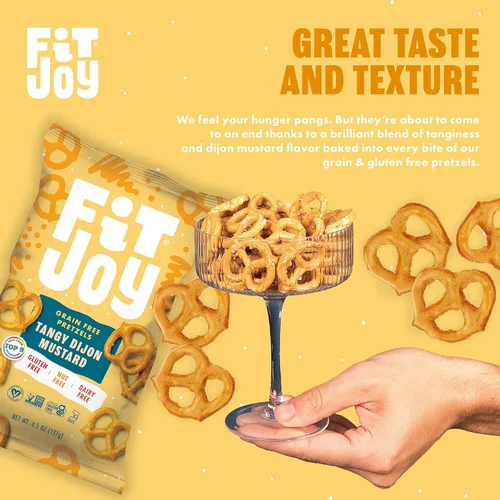 Miniatura 5 de FitJoy Tangy Dijon - Pretzels de mostaza (paquete de 6, 4.5 onzas) – Snacks sin lácteos, nueces y gluten – Raíz de yuca y harina de garbanzos sin