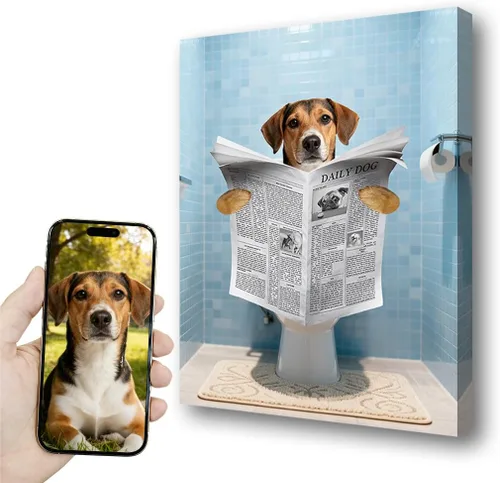 Miniatura 13 de Fotos personalizadas de mascotas en lienzo para pared Arte de baño personalizado Lindo perro gato en bañera Impresiones, divertidos animales Foto