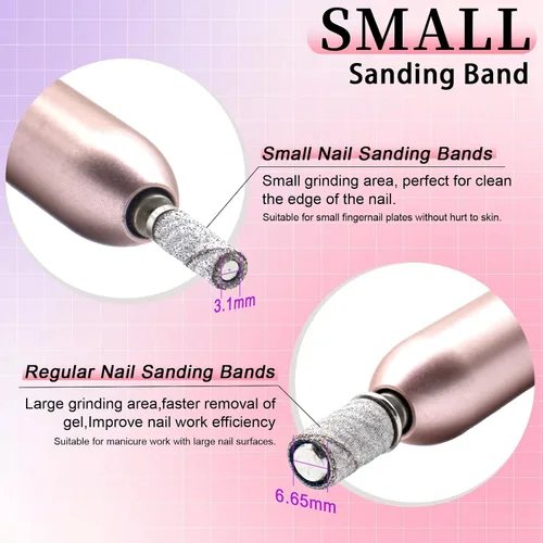 Miniatura 4 de [Actualización] Mini bandas de lijado de 0.122 in para taladro de uñas, grano 120, 100 bandas pequeñas para uñas acrílicas, manicura de gel