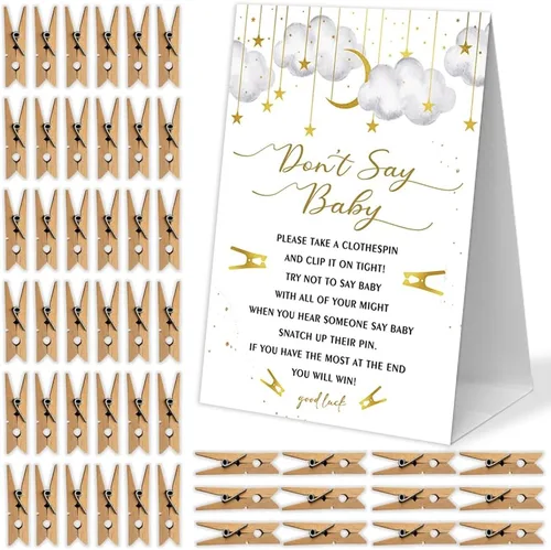 Miniatura 6 de Juego de pinzas para ropa de bebé, 1 letrero y 50 mini pinzas para la ropa, decoraciones de baby shower de fresa, juegos de baby shower