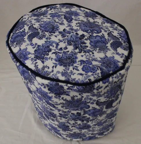 Funda de algodón para olla de cocción lenta (8 cuartos de galón, ovalada azul floral)