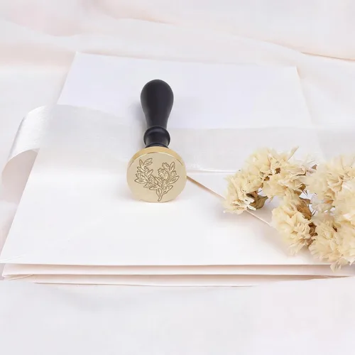 Miniatura 9 de UNIQOOO Eucalyptus Wax Seal Stamp with Wooden Handle, Floral Botanical Theme Vintage Brass Stamp for Wedding Invitation, DIY, Gift Wrap, Envelopes