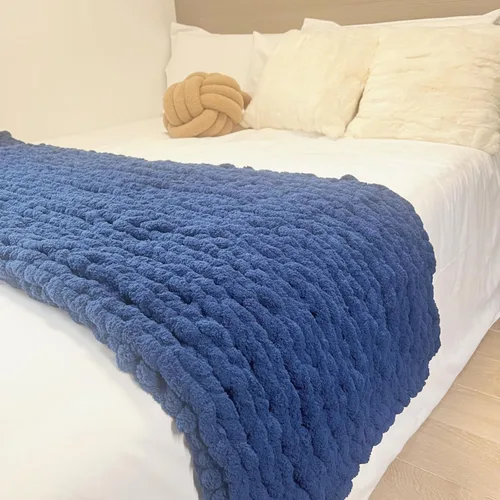 Miniatura 14 de Manta de punto grueso de 40 x 40 pulgadas, manta de felpilla cálida tejida a mano con nudo de cuerda grande suave y gruesa para sofá, cama, sofá