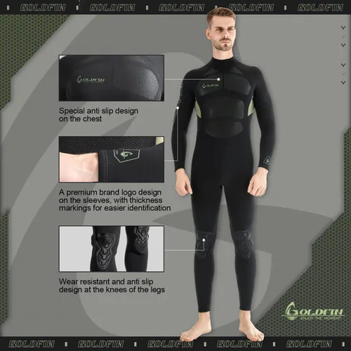 Miniatura 2 de GoldFin Traje de neopreno para hombre, 0.118 pulgadas (0.118 in) con cremallera trasera para mantener el calor en agua fría