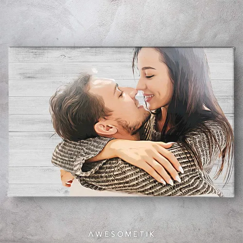 Miniatura 2 de Awesometik Regalo de novio sobre fondo de madera rústica, lienzo personalizado para ella, regalo para él, perros, gatos, decoración del hogar, listo