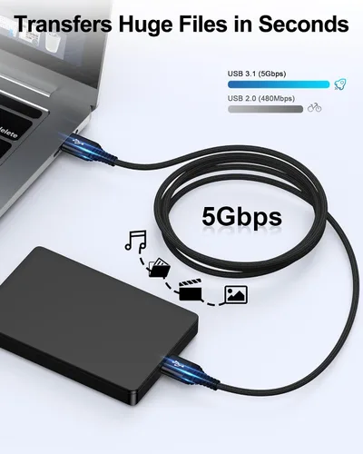 Miniatura 3 de Cable USB a USB de 10 pies, macho a macho, cable USB A a USB-A para discos duros WD, PC, Mac, laptop, PS4, Xbox, USB 3.0 tipo A, impresora, cable