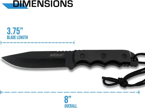 Miniatura 2 de MTech USA MT-20-35 cuchillo de hoja fija, con hoja de punta caída negra, mango de plástico, 8 pulgadas en total Negro