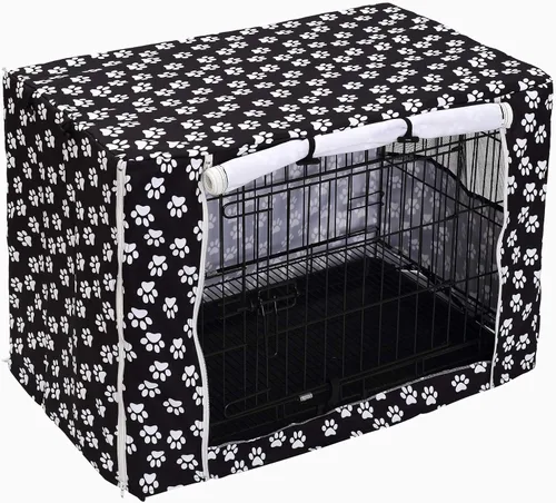 Miniatura 2 de Pethiy Funda para jaula de perro de poliéster duradero, ajuste universal para jaula de perro de alambre, se adapta a la mayoría de jaulas de perros