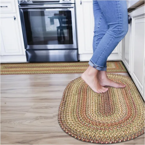 Miniatura 153 de Alfombra ovalada trenzada gris humo de 20 x 30 pulgadas, lavable para interiores y exteriores, decoración campestre para cocinas y entradas