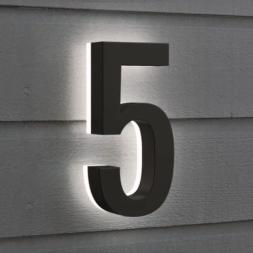 Miniatura 5 de Números de Casa LED de 5 Pulgadas, Polímero ABS, Números de Dirección Iluminados con Luz Trasera Cálida de 2700K, Letrero Moderno Iluminado