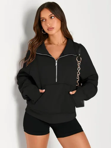 Miniatura 3 de AUTOMET Womens Sweatshirts Half Zip Cropped Pullover Fleece Quarter Zipper Hoodies Fall outfits Clothes Thumb Hole