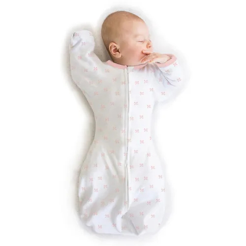 Miniatura 12 de Amazing Baby - Saco de transición para envolver al bebé, mangas de media longitud con brazos hacia arriba y puños de mitones, manta portátil para En