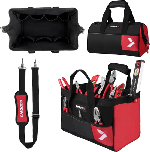 Miniatura 10 de ARROW - Bolsa de herramientas grande de 17 pulgadas con 36 bolsillos multipropósito, bolsas de herramientas para hombres de servicio pesado con base